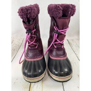 Sorel Purple Waterproof Winter Boots Youth 5Y/Womens 6.5 Faux Fur Lining Insulat